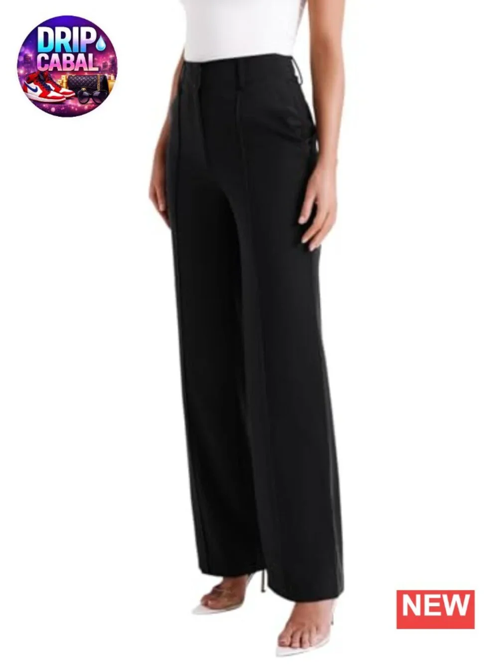 High Waisted Wide Leg Work Trousers Business Casual Slacks with Pockets